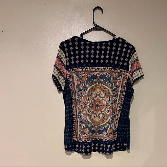 LUCKY BRAND T-Shirt - Navy Cotton/Modal Knit Short Sleeve, Scoop Neck, Size 1X - Picture 2 of 7
